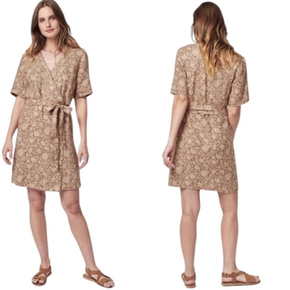 Faherty Ashley Linen Dress In Bronze Riviera Floral - Picture 1 of 9
